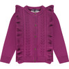 Knit Ruffle Cardigan, Magenta Purple - Cardigans - 1 - thumbnail