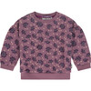Floral Crew Neck Puff Sleeve Pullover Sweatshirt, Purple - Sweatshirts - 1 - thumbnail