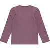 Floral Patch Ribbed Long Sleeve T-Shirt, Purple - T-Shirts - 2