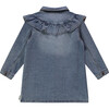 Long Sleeve Ruffle Denim Dress, Medium Blue - Dresses - 2