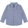 Striped Button Down Shirt, Blue & White - Shirts - 1 - thumbnail