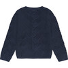 Abstract Knit Crew Neck Cardigan, Navy - Cardigans - 2