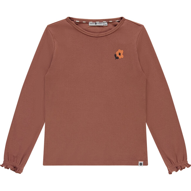 Ribbed Lettuce Edge Long Sleeve T-Shirt, Canyon