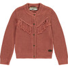 Rib Knit Tassel Cardigan, Coral - Cardigans - 1 - thumbnail