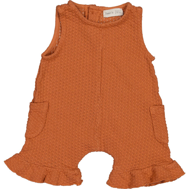 Ruffle Hem Sleeveless Romper, Brick - Rompers - 1