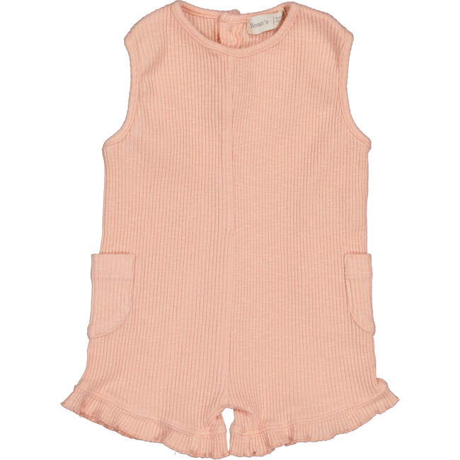 Ruffle Hem Sleeveless Romper, Pink - Rompers - 1