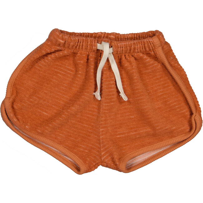 Terry Curved Hem Drawstring Shorts Shorts, Brick