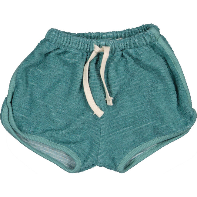 Terry Curved Hem Drawstring Shorts Shorts, Sea Green