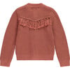 Rib Knit Tassel Cardigan, Coral - Cardigans - 2 - thumbnail