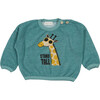 Giraffe Print Terry Sweatshirt, Sea Green - Sweatshirts - 1 - thumbnail