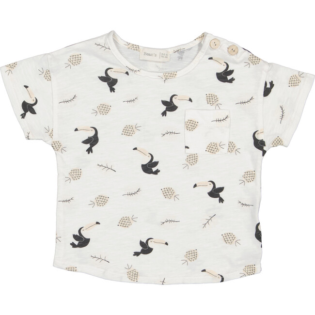 All-Over Toucan Print Short Sleeve T-Shirt, Off-White