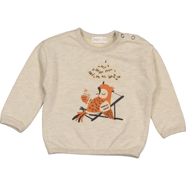 Lounging Parrot Print Sweatshirt, Sand