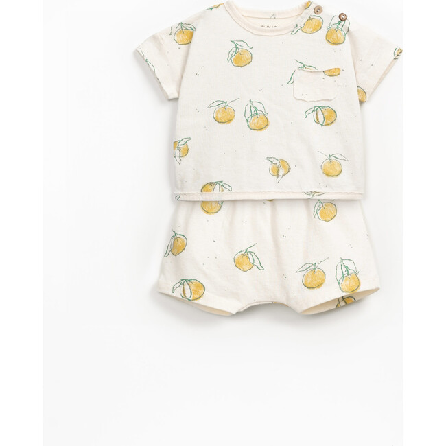 Short Sleve + Shorts Pajama Set, White