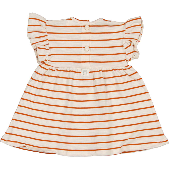 Striped Short Sleeve Dress, Brick & Cream - Dresses - 2