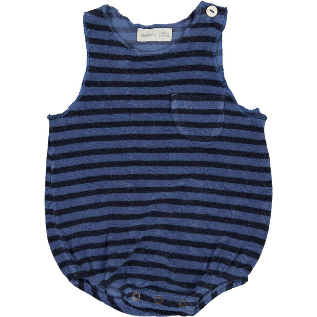 Striped Onesie, Blue and Black - Rompers - 1