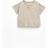 Henley Tee, Beige - T-Shirts - 1 - thumbnail