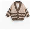 Chunky Knit Cardigan, Beige - Cardigans - 1 - thumbnail