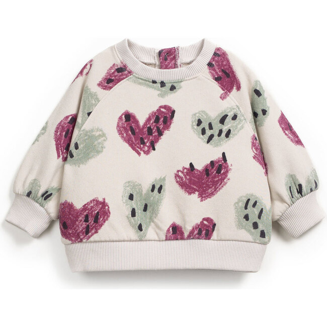 Baby Abstract Heart Print Sweatshirt, Cream