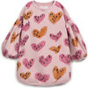 Abstract Heart Print Fleece Dress, Pink - Dresses - 1 - thumbnail