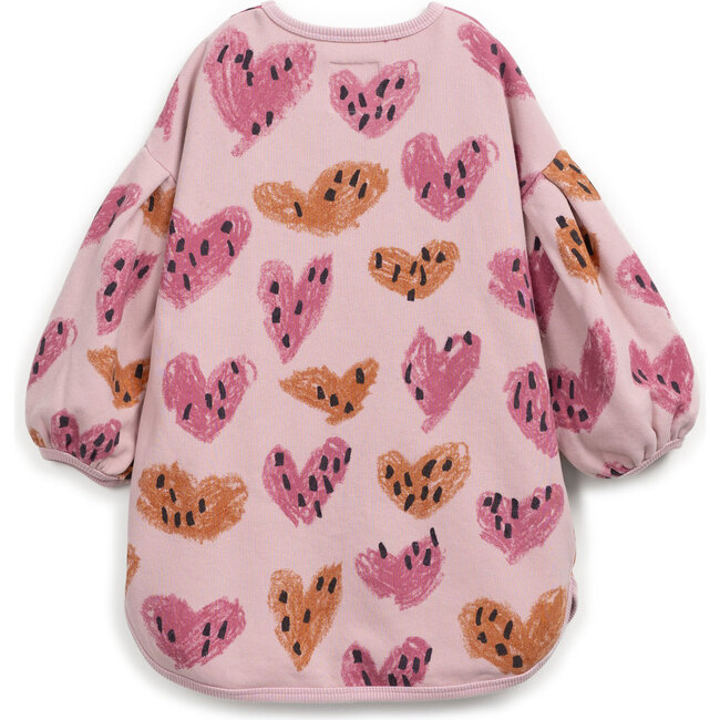 Abstract Heart Print Fleece Dress, Pink - Dresses - 2