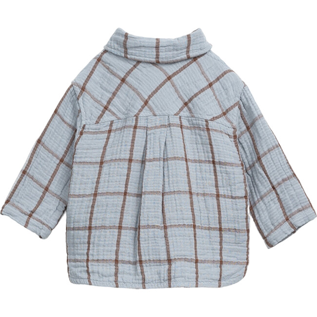 Organic Cotton Plaid Classic Collar Long Sleeve Button-Down Shirt, Blue