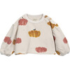 Pumpkin Graphic Print Crew Neck Long Puff Sleeve Crop Sweatshirt, Cream - Sweatshirts - 1 - thumbnail