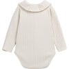 Ribbed Flutter Collar 2-Neck Button Long Sleeve Snap Onesie, Cream - Onesies - 2 - thumbnail