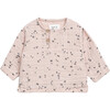 Floral Print Henley Neck Long Sleeve 2-Front Button T-Shirt, Baby Pink - T-Shirts - 1 - thumbnail