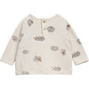 Hedgehog Print Crew Neck Long Sleeve Back Button T-Shirt, Cream - T-Shirts - 2