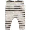 Abstract Striped Elastic Waistband Coconut Button Leggings, Grey - Leggings - 1 - thumbnail