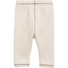 Jersey Waffle Knit Elastic Waistband 2-Front Button Leggings, Cream - Leggings - 2 - thumbnail