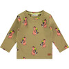 Long Sleeve T-Shirt, Green Beaver Print - T-Shirts - 1 - thumbnail