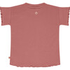 Daisy Ruffle Sleeve T-Shirt, Burgundy - T-Shirts - 2 - thumbnail