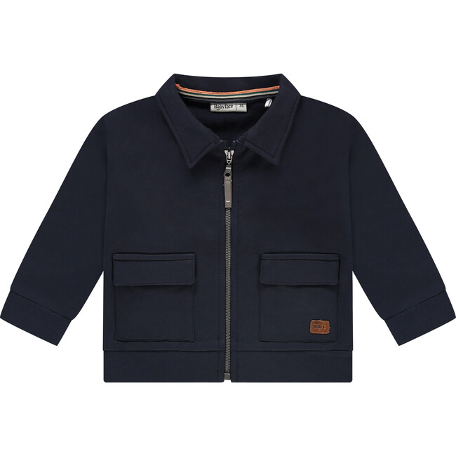 Zipped Collared Jacket, navy