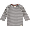 Striped Long Sleeved Tee, Ebony - T-Shirts - 1 - thumbnail