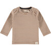 Striped Long Sleeved Tee, Chocolate - T-Shirts - 1 - thumbnail