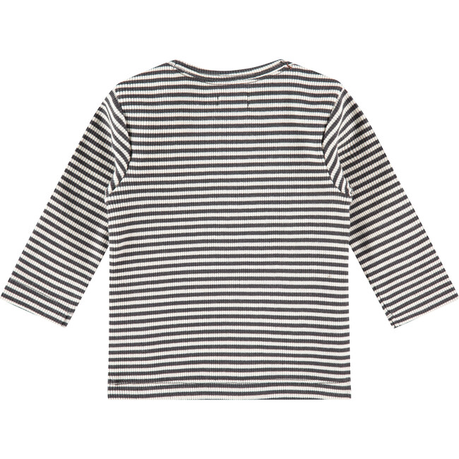 Striped Long Sleeved Tee, Ebony - T-Shirts - 2