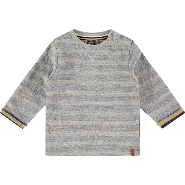 Striped Long Sleeved Tee, Heather Grey