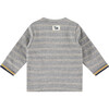 Striped Long Sleeved Tee, Heather Grey - T-Shirts - 2