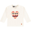 Heart Long Sleeved Tee, Ivory - T-Shirts - 1 - thumbnail