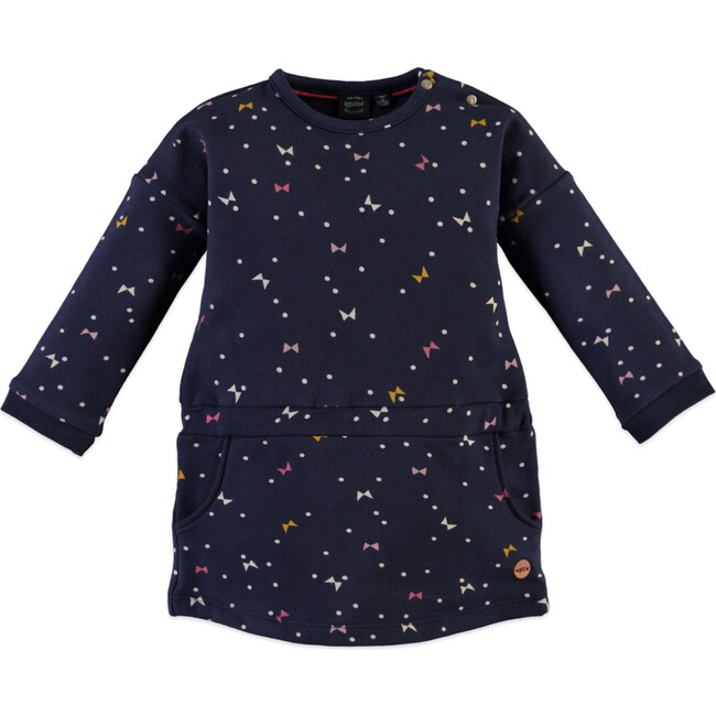 Flutter Print Dress, Navy