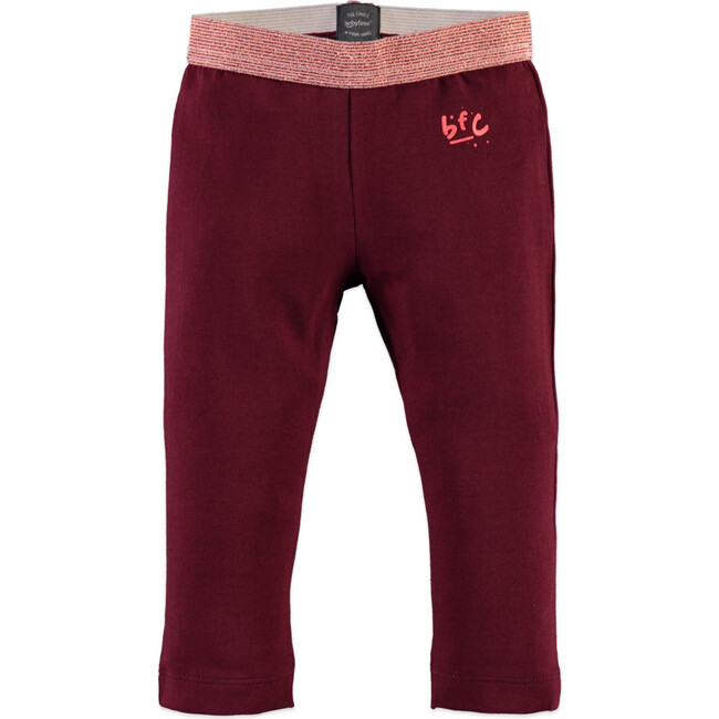 Contrast Waistband Legging, Dark Ruby & Charcoal Grey