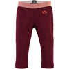 Contrast Waistband Legging, Dark Ruby & Charcoal Grey - Leggings - 1 - thumbnail