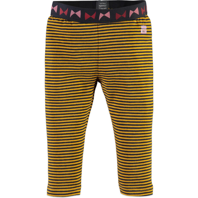 Striped Contrast Waistband Legging, Corn & Navy