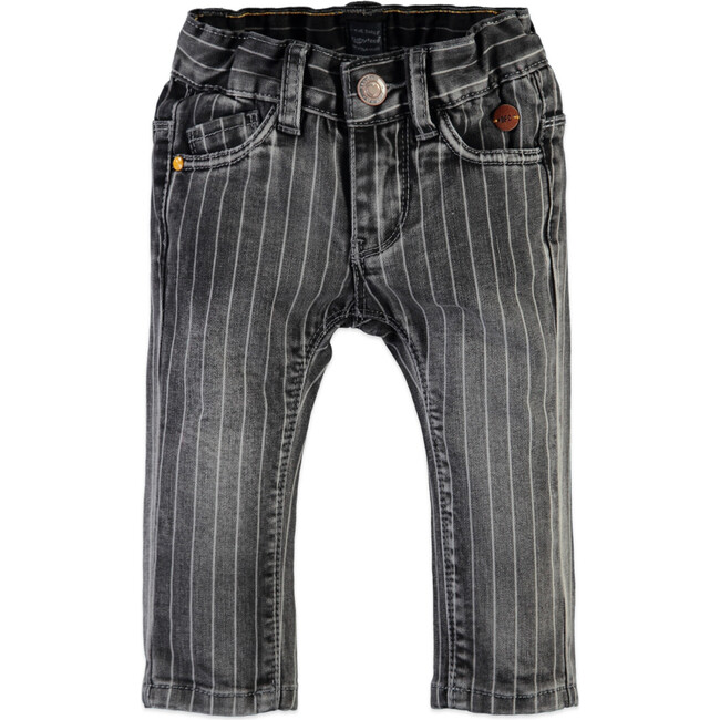 Classic Pinstripe Denim Pants, Grey