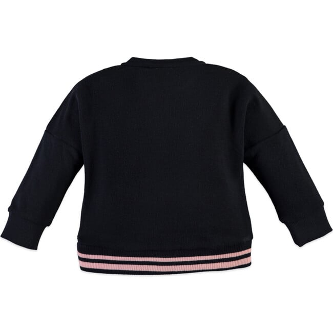 Balloon Girl Print Crew Neck Sweatshirt, Blue Night