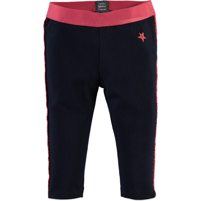 Striped Contrast Waistband Legging, Blue Night & Hot Pink