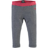 Striped Contrast Waistband Legging, Blue Night & White - Leggings - 1 - thumbnail