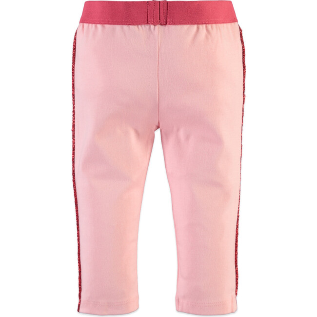 Striped Mono-Tone Waistband Legging, Light Pink & Hot Pink - Leggings - 2