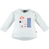 At the Beach Print Long Sleeve Tee Shirt, White And Multicolors - T-Shirts - 1 - thumbnail